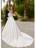 Strapless Ivory Lace Satin Wedding Dress With Pockets